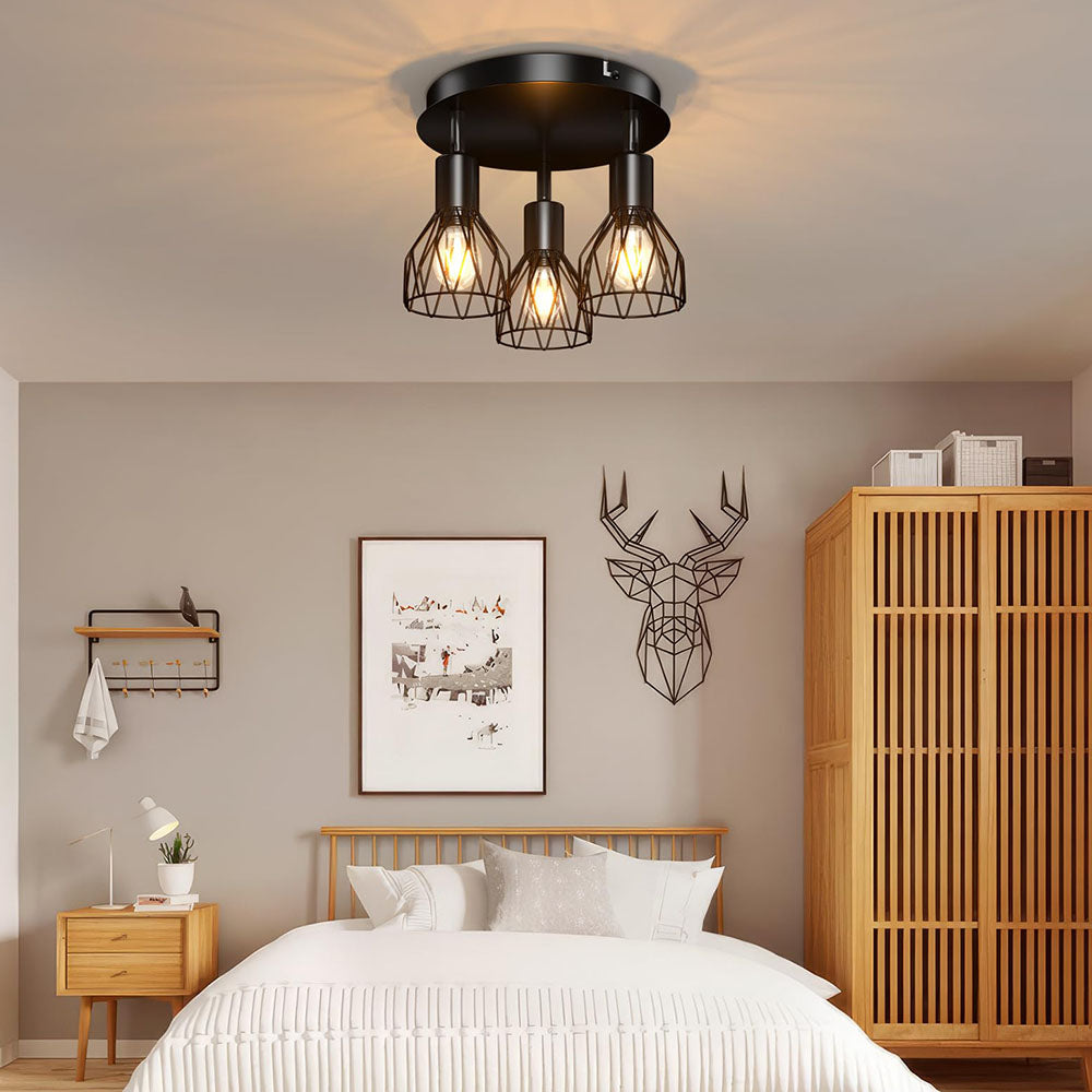 Industrial Adjustable Black Spotlight Ceiling Light | Vintage Functionality