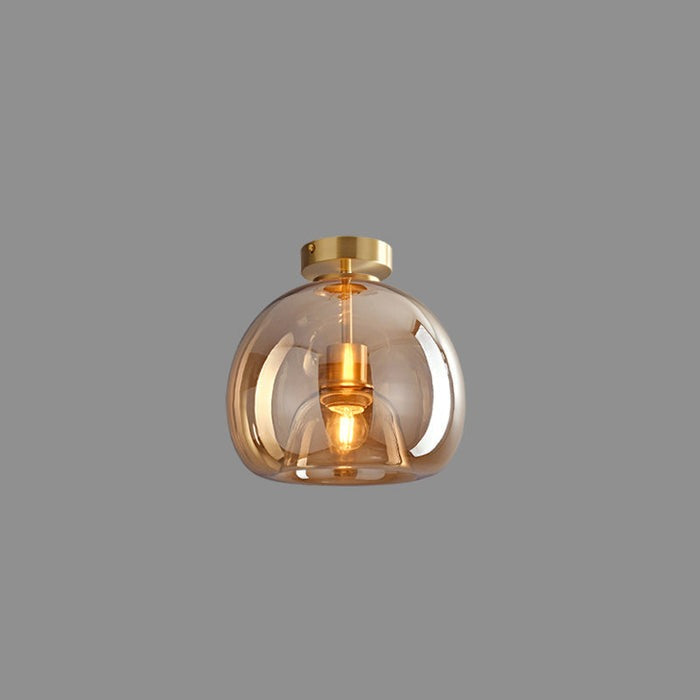 Vintage Bubble Glass Ceiling Light | Retro Amber Glass Pendant