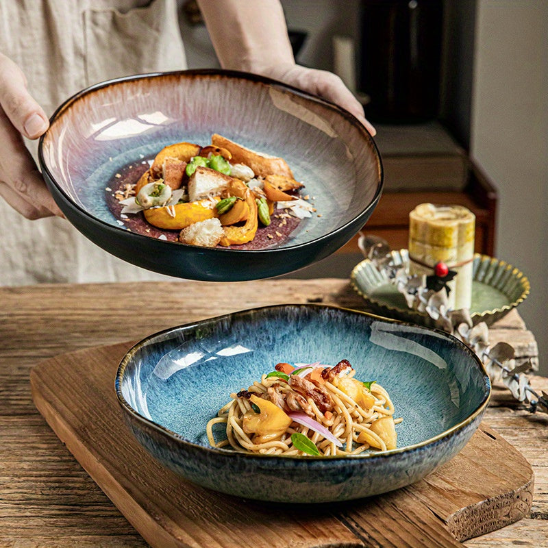 Celeste Retro Glazed Deep Plate | Retro Glazed Irregular Dish
