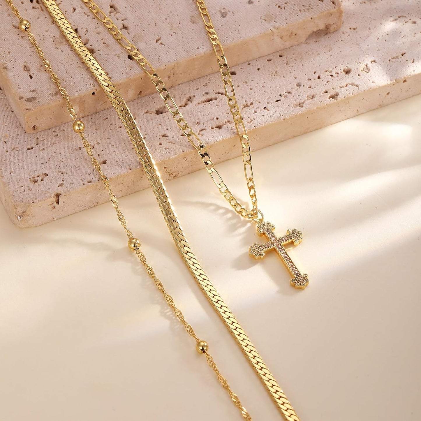 Collana a strati con ciondolo a croce Regalo di gioielli in oro per la Festa della Mamma