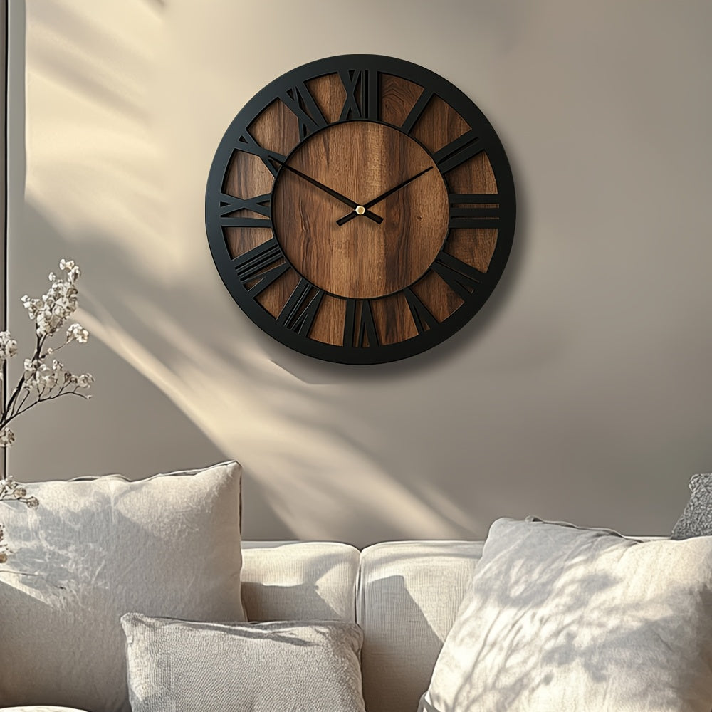 Vintage Wooden Wall Clock | Roman Numeral Design
