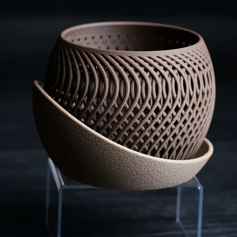 Mirage Orchid Planter | Modern Woven-Texture Decorative Pot with Air Circulation Tray
