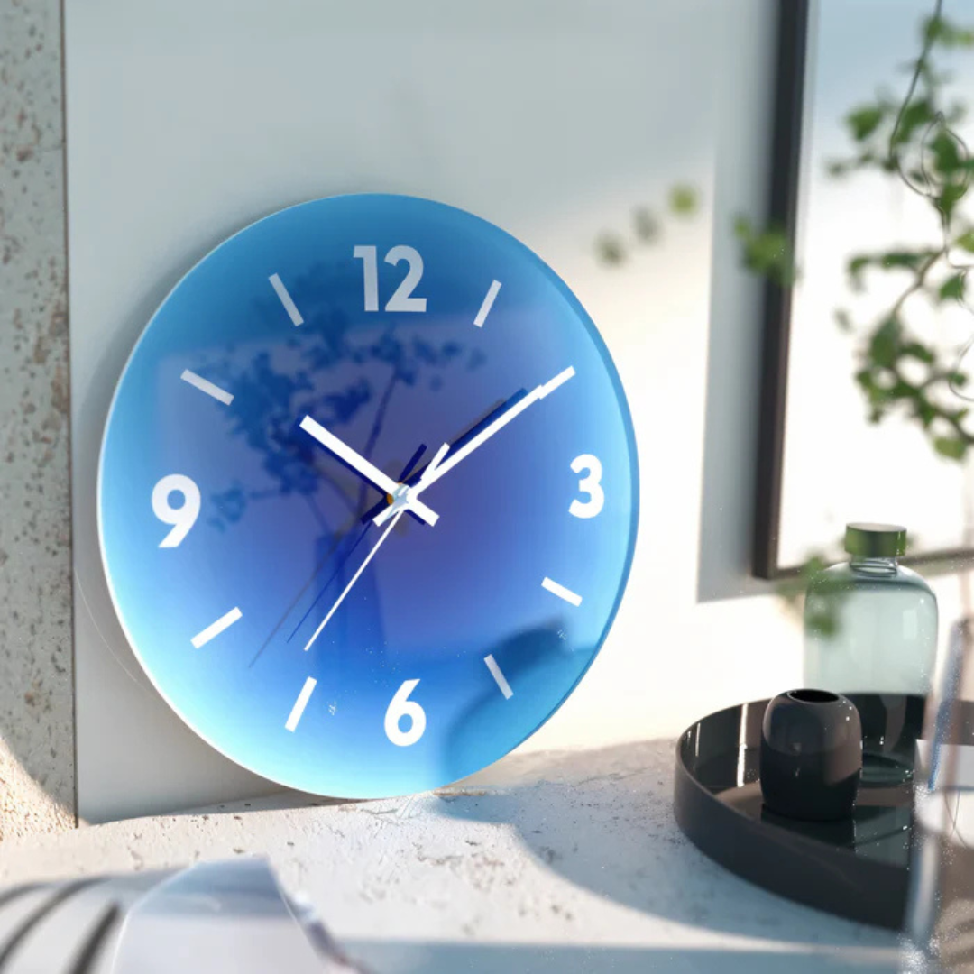 Sunset Glass Wall Clock | Modern Gradient Design