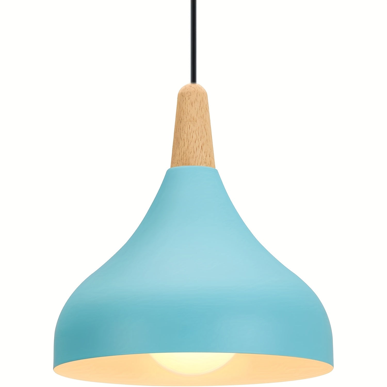 Modern Teardrop Pendant Light | Metal & Wood Hanging Lamp