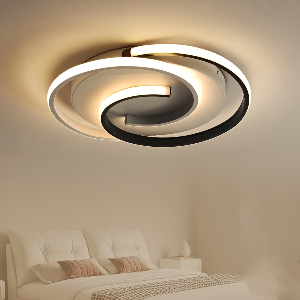 Modern LED Ceiling Light | Swirl Black & White Design