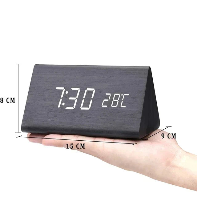 LED Smart Alarm Clock | Modern Voice-Controlled Wooden Design