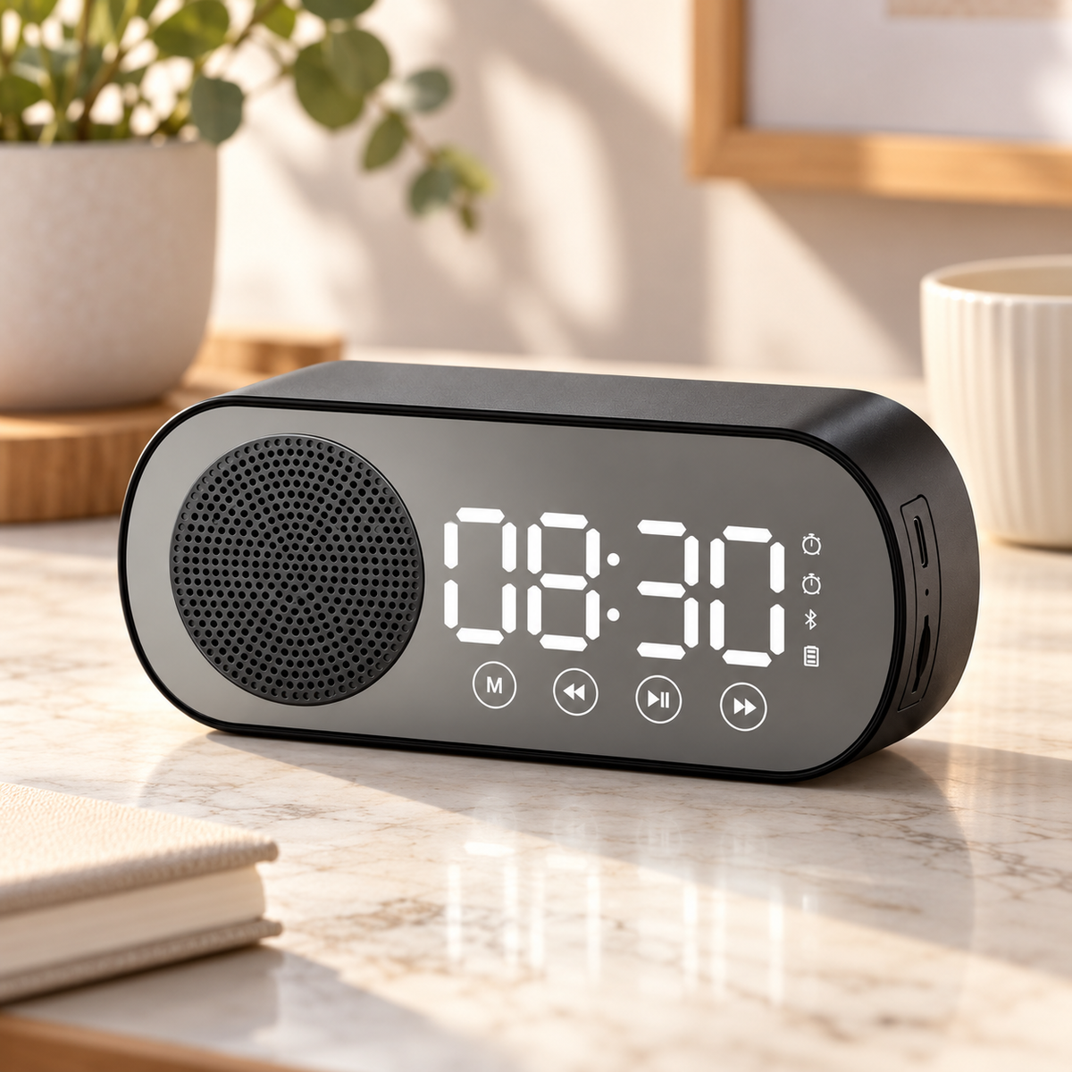 Digitaler Wecker mit Bluetooth, UKW-Radio und Lautsprecher für den Nachttisch