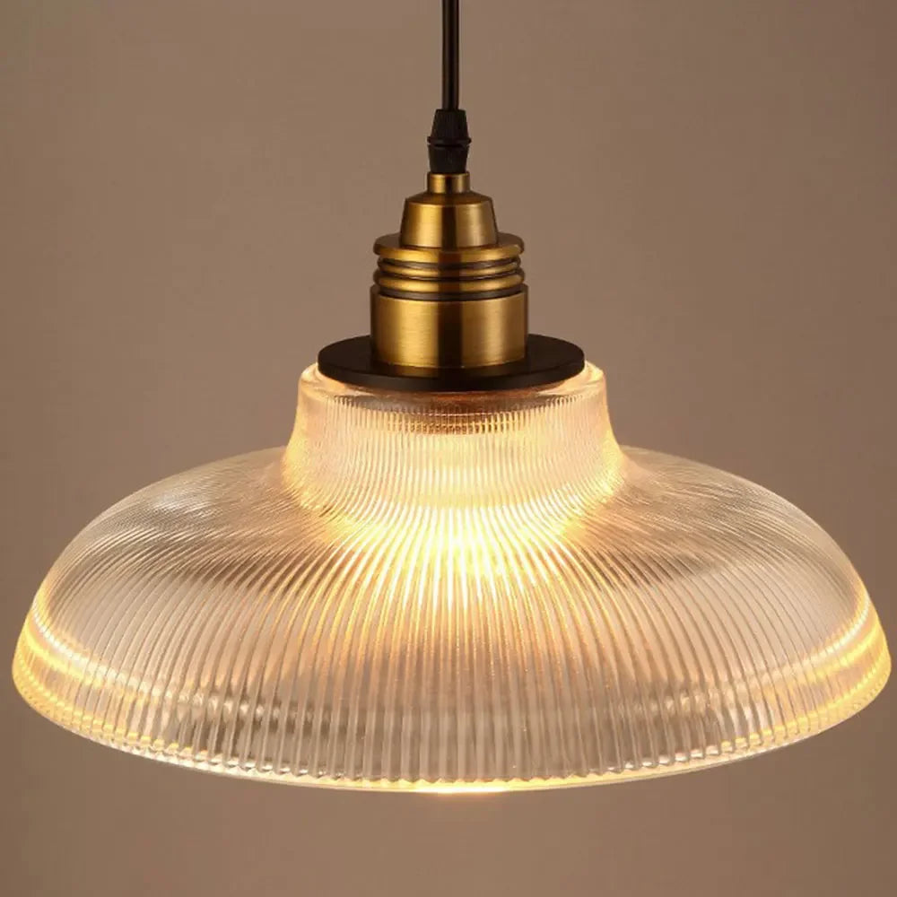 LumiVibe Glass Pendant Light | Elegant Ribbed Glass Hanging Lamp