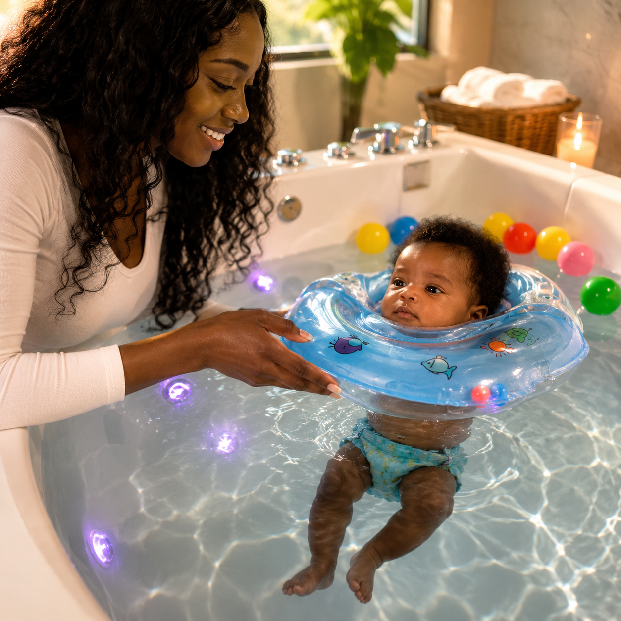 Babyfloat med justerbar nakkering til spædbørn, støtte til babybadning