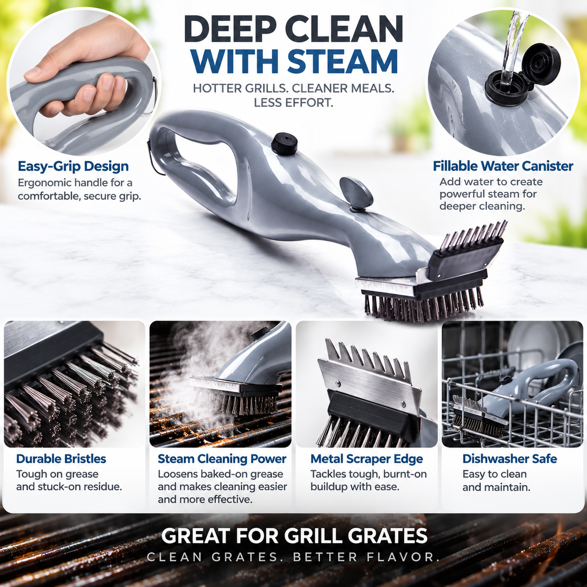 Grillreinigungsbürste, Dampfreinigungsgerät, ergonomisches Design