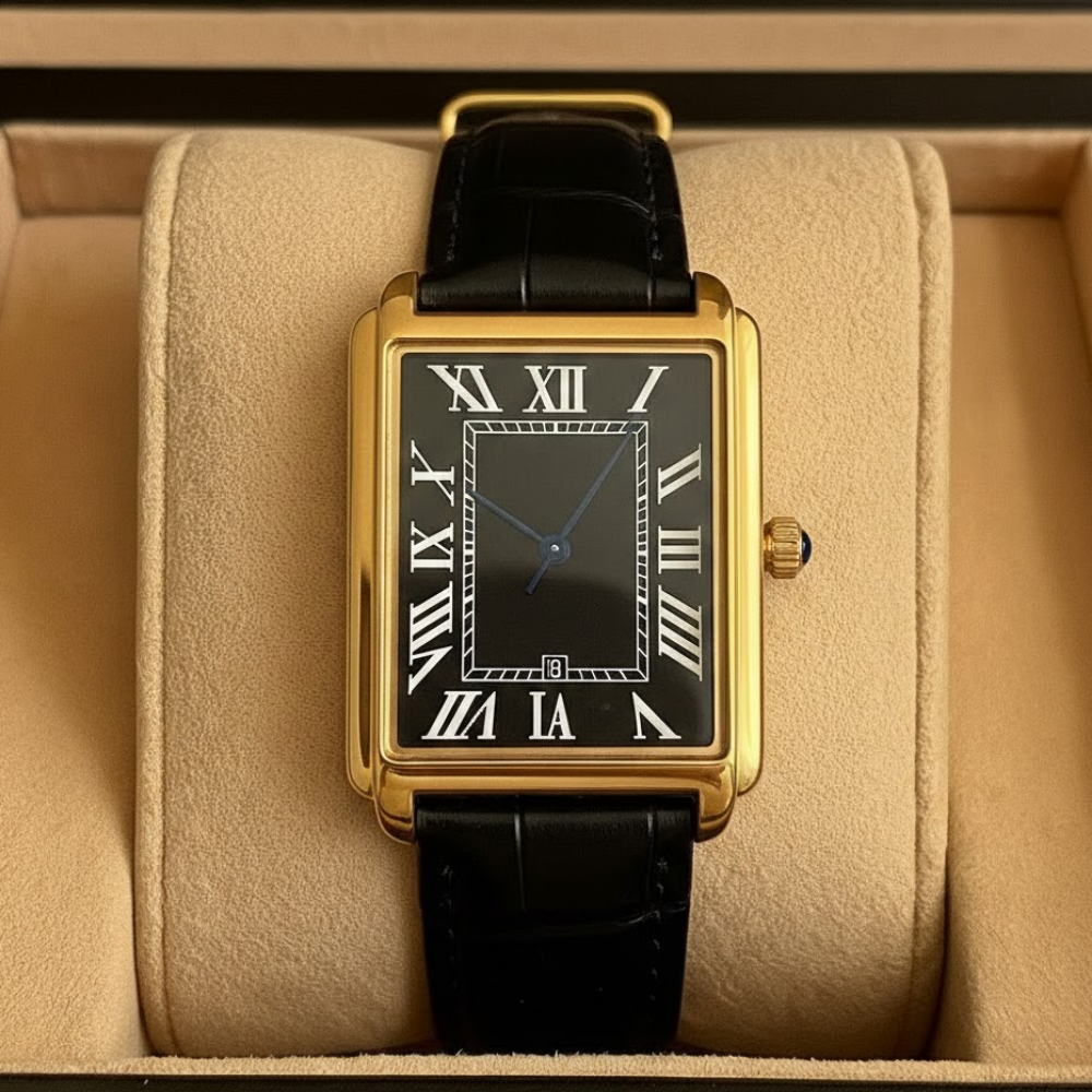 Men's Classic Dress Watch Square Analog Retro Style