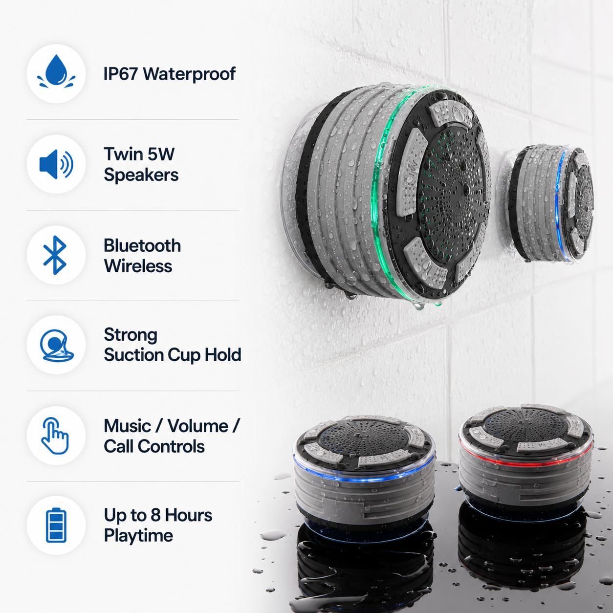 Bluetooth-Lautsprecher für die Dusche – kabelloses, wasserdichtes Design