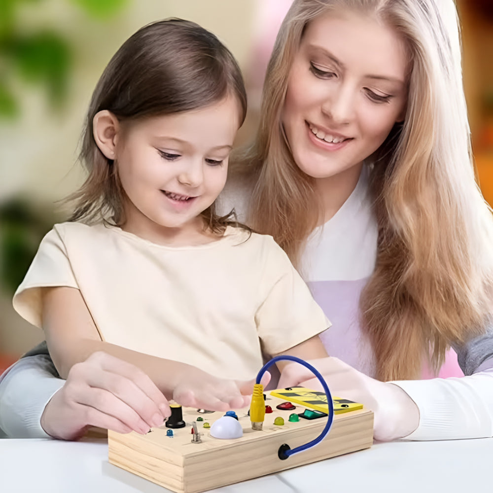 Jucărie senzorială Busy Board Panou de activități din lemn Jucărie educativă pentru copii mici