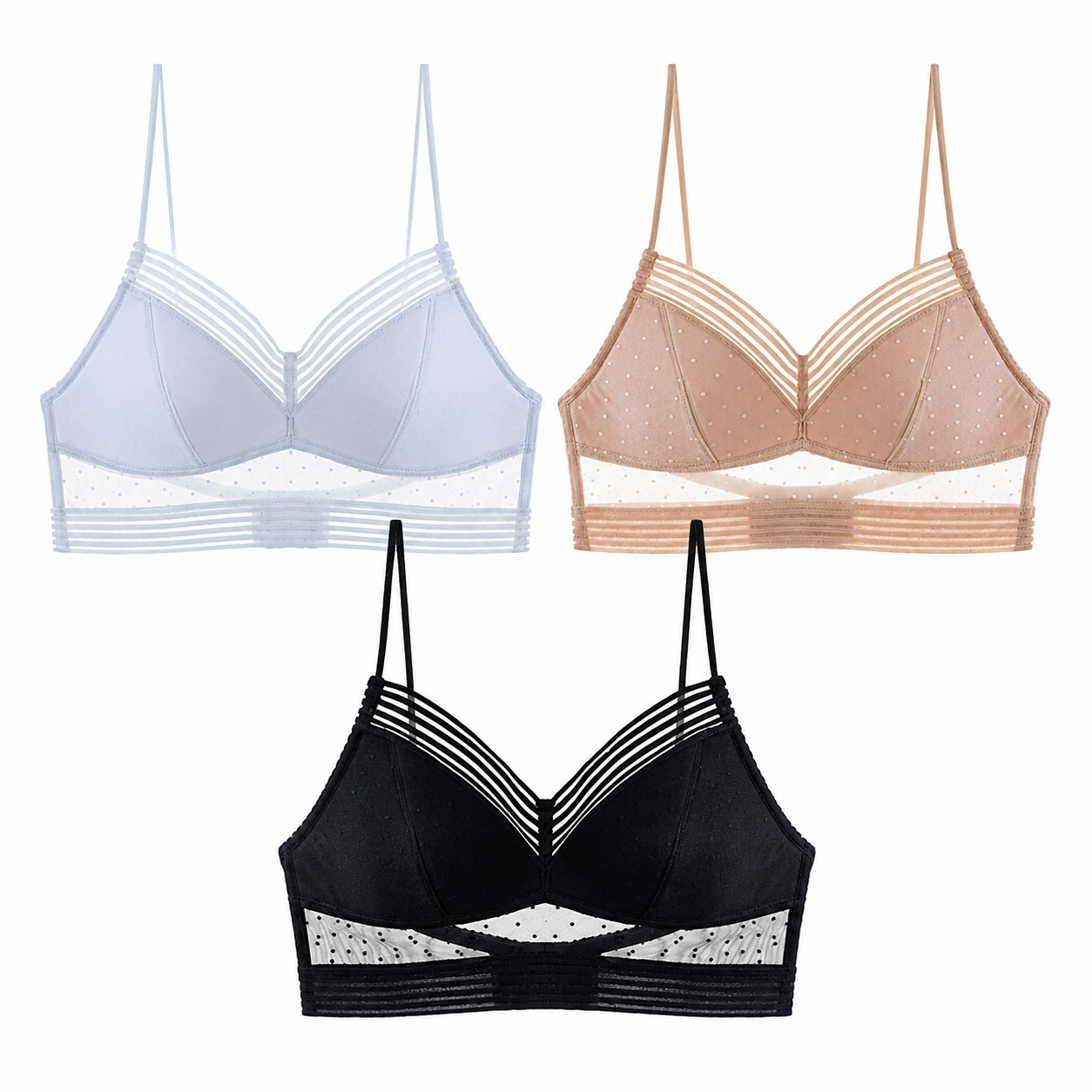 Reggiseno Donna Pizzo Scollo a V Senza Ferretto con Spalline Sottili | Bralette