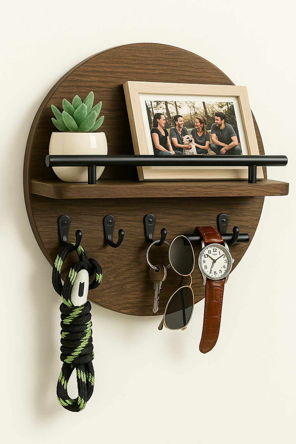 Round Wooden Key Holder | Stylish & Eco-Friendly Wall Organiser