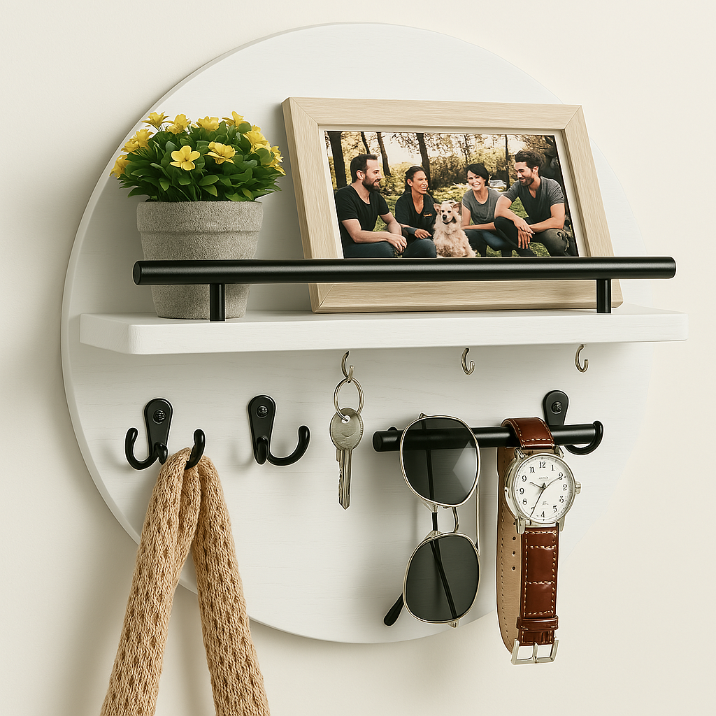 Round Wooden Key Holder | Stylish & Eco-Friendly Wall Organiser