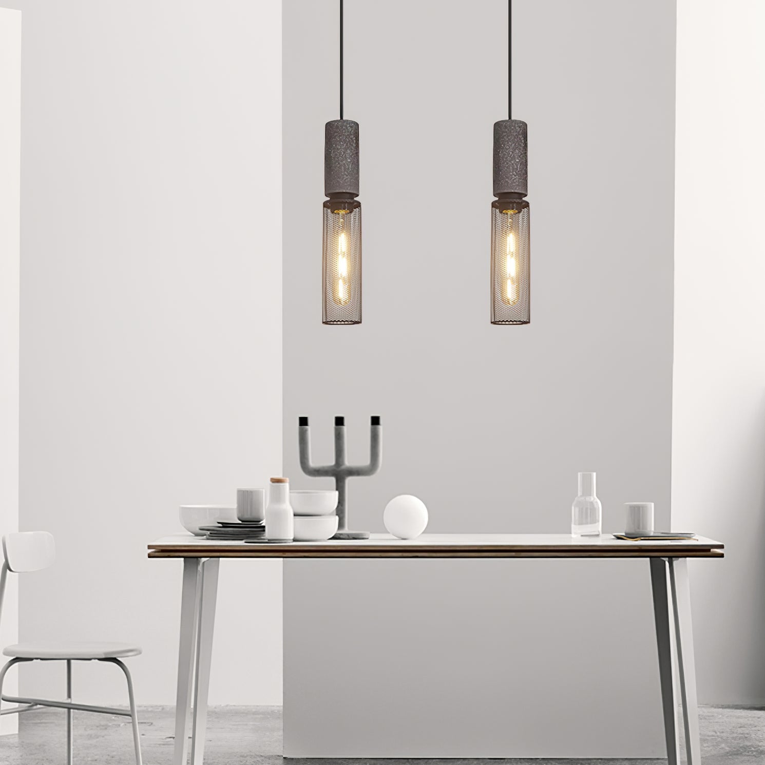 Urban Concrete Pendant Light | Industrial LED Hanging Lamp