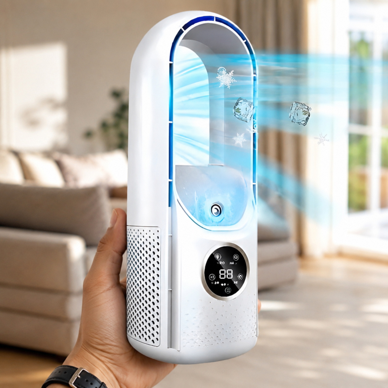 Condizionatore d'aria portatile senza pale con ventilatore di raffreddamento