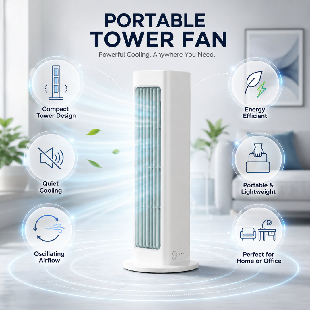 Ventilatore a torre portatile rinfrescante oscillante silenzioso compatto
