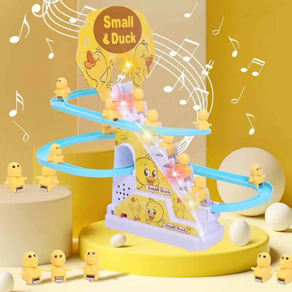 Brinquedo para Crianças Escorrega de Pato Conjunto Interativo com Música e Luzes