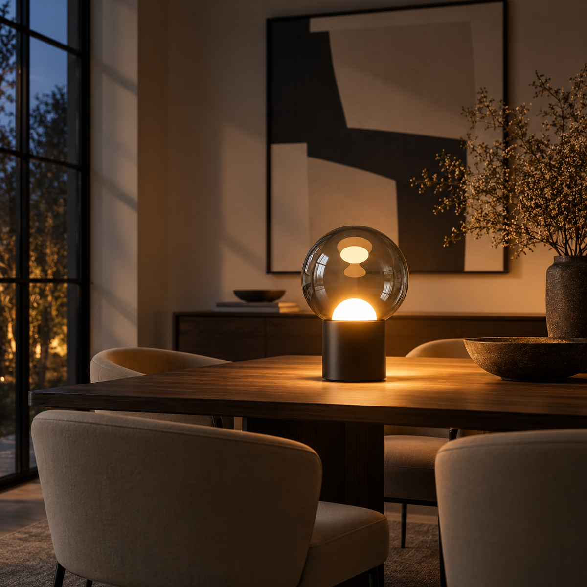 Dimmbare moderne LED-Tischlampe mit verstellbarem Touchfuß, oval