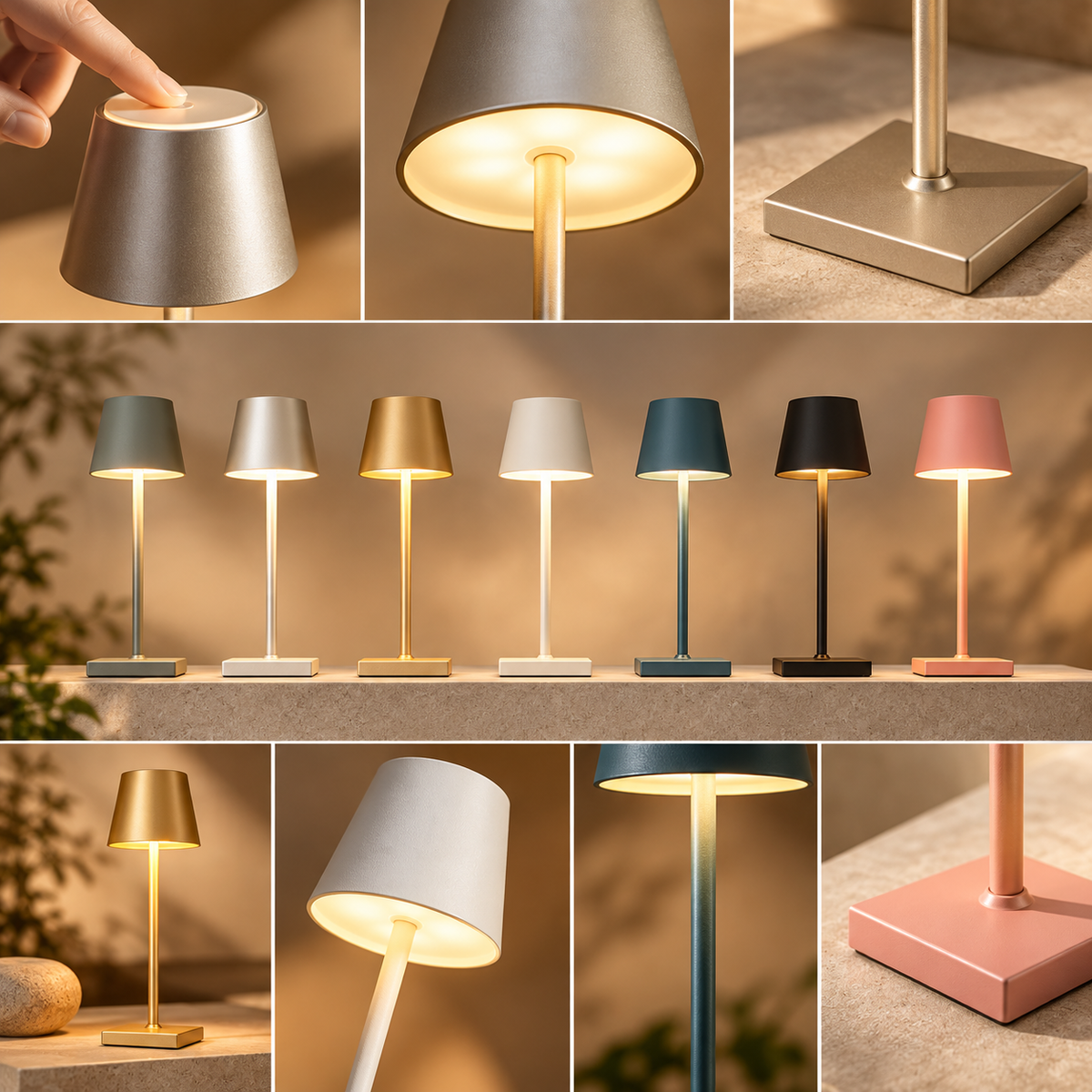 Dimmbares kabelloses LED-Tischlicht mit moderner Touch-Metallbasis