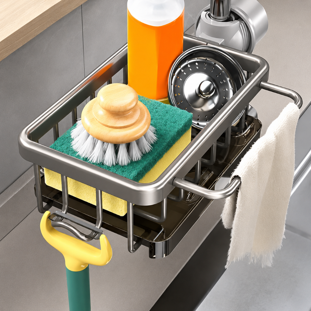 Escurreplatos Organizador para Fregadero Cesta de Almacenamiento para Cocina