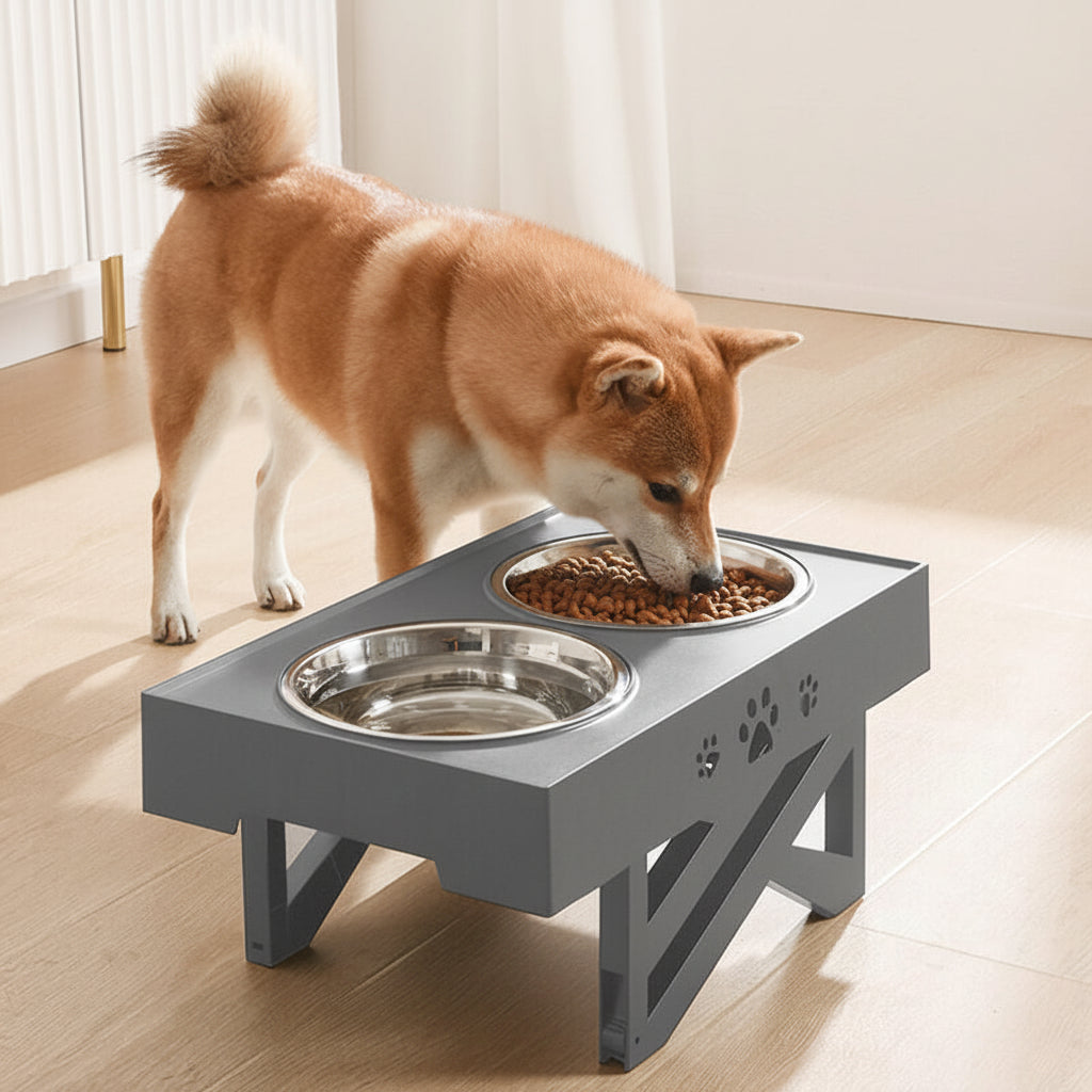 Comedero Perro Elevado Ajustable Soporte Cuencos Mascotas