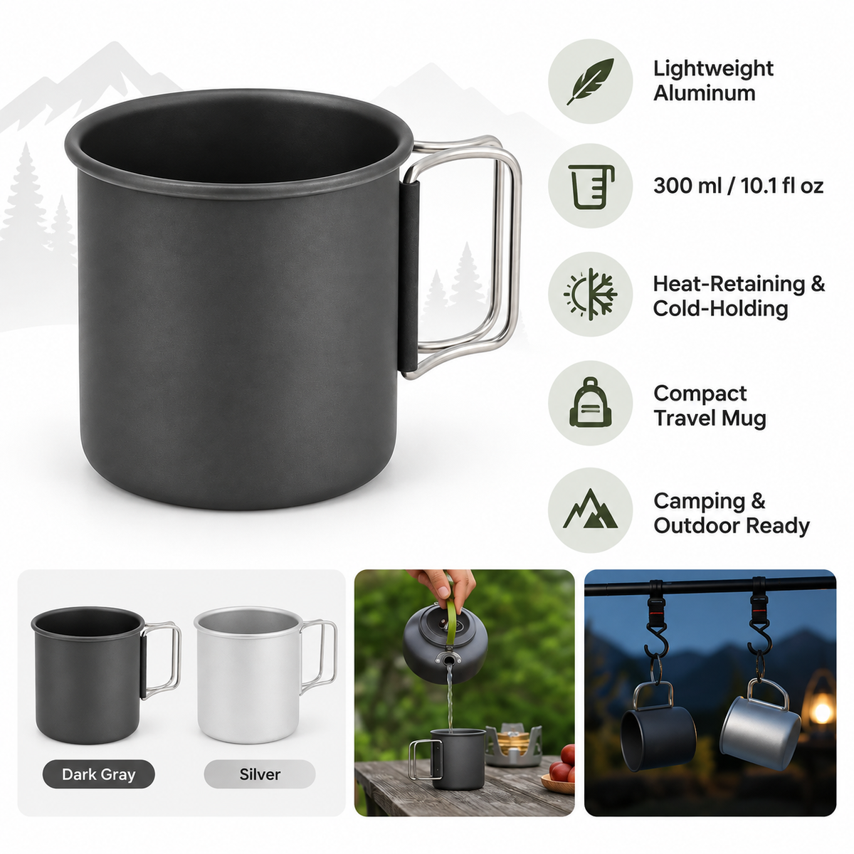 Robuster isolierter Aluminiumbecher für Camping und Outdoor-Freizeitaktivitäten