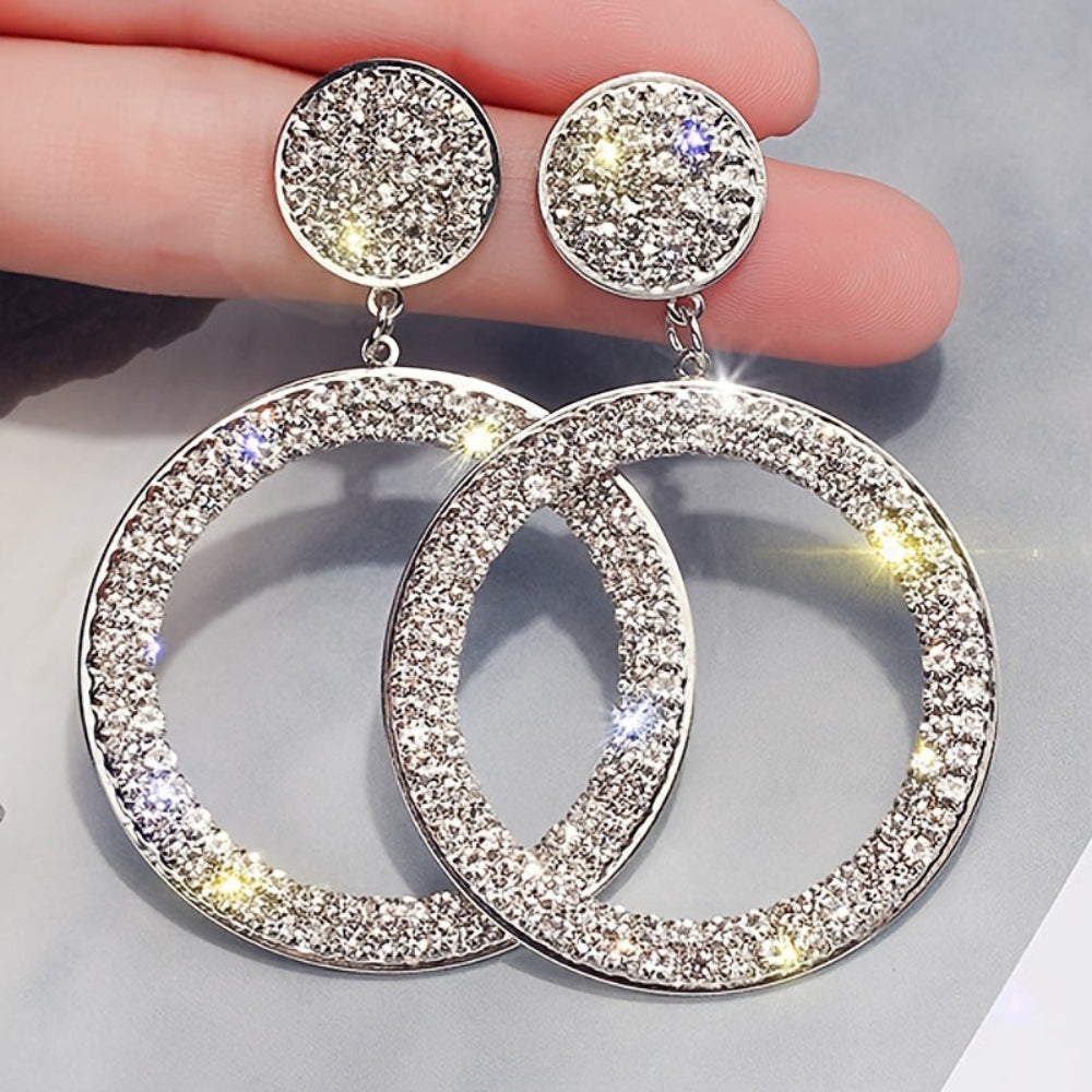 Earrings Mothers Day Gift Gold Rhinestone Hoop Statement Jewelry