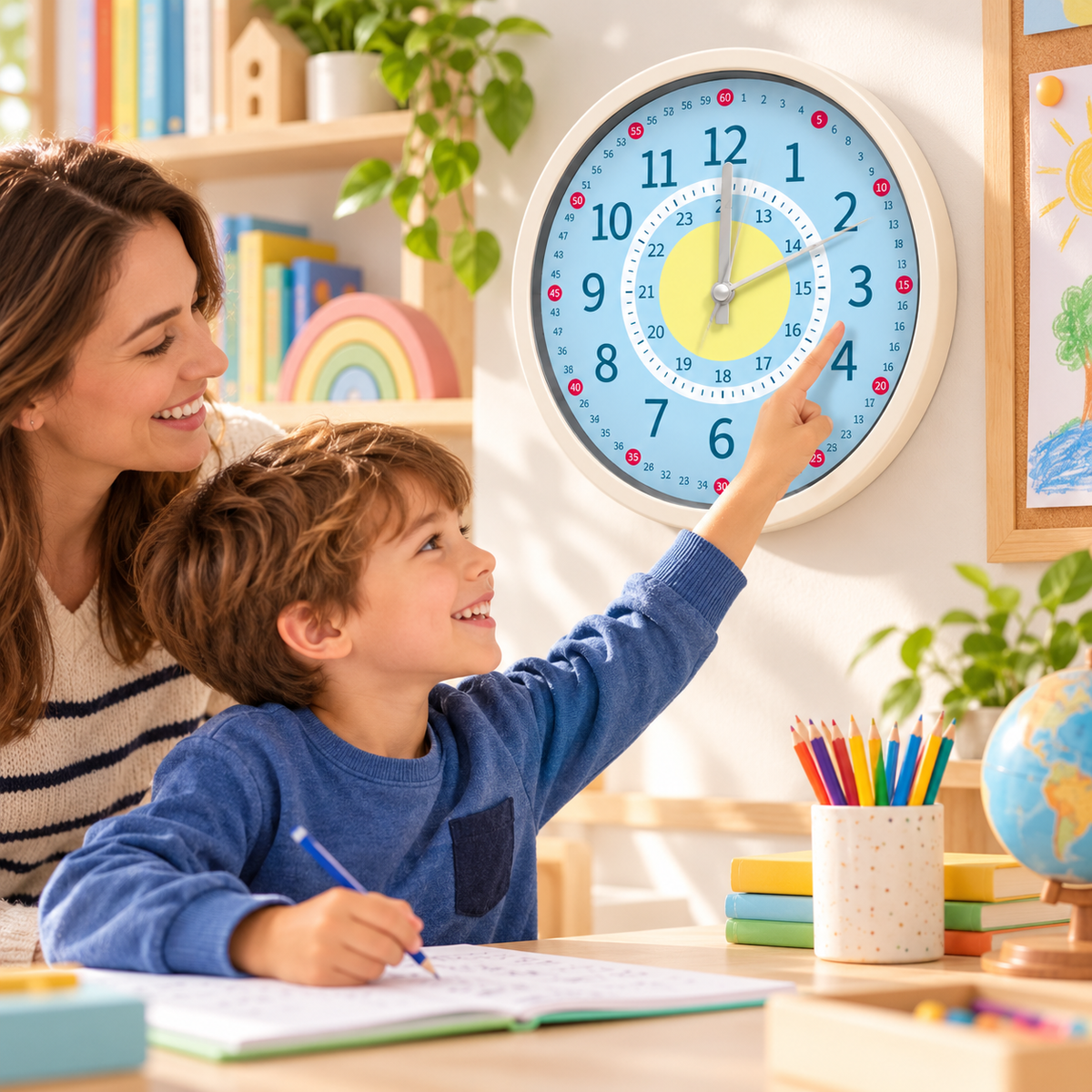 Orologio da parete educativo per bambini per imparare i numeri e le lancette