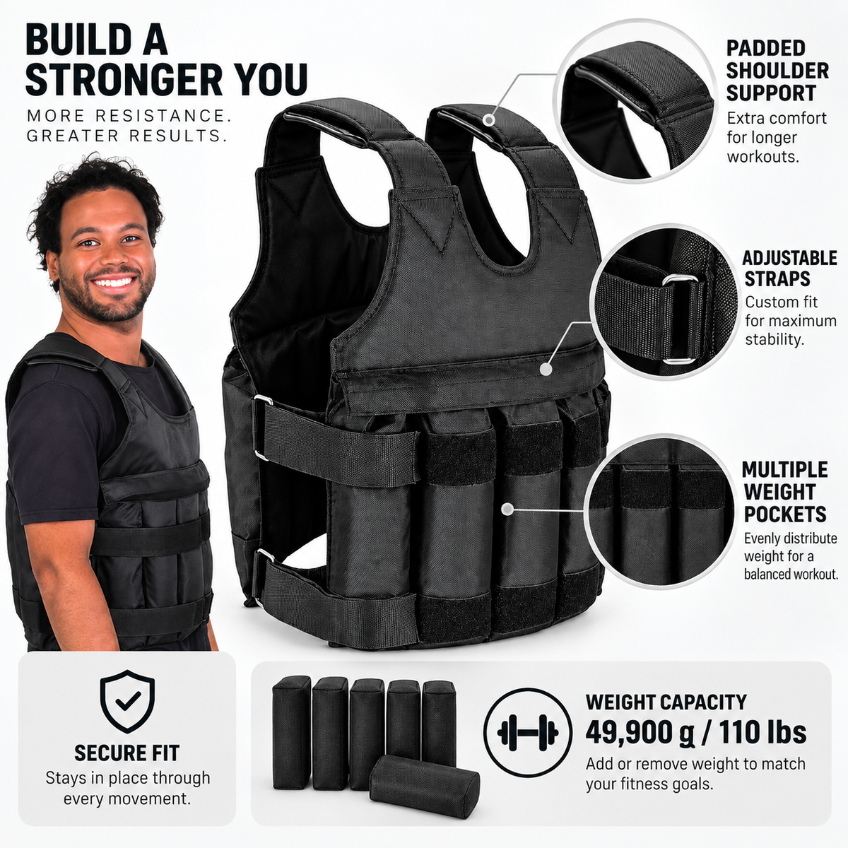 Trainingsweste zum Joggen, verstellbare Gewichtsweste mit Passform