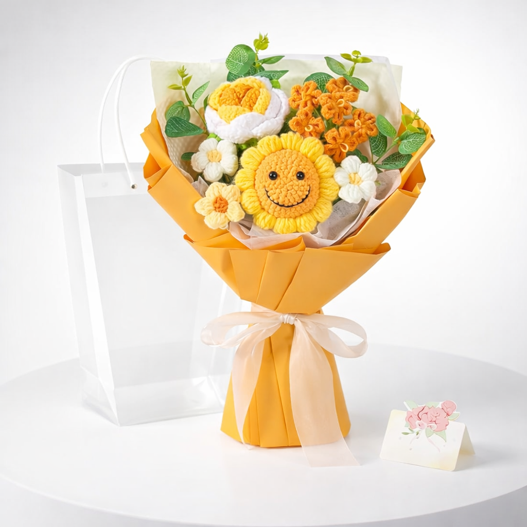 Ramo de Flores Regalo para el Día de la Madre Arreglo de Crochet Decoración para el Hogar