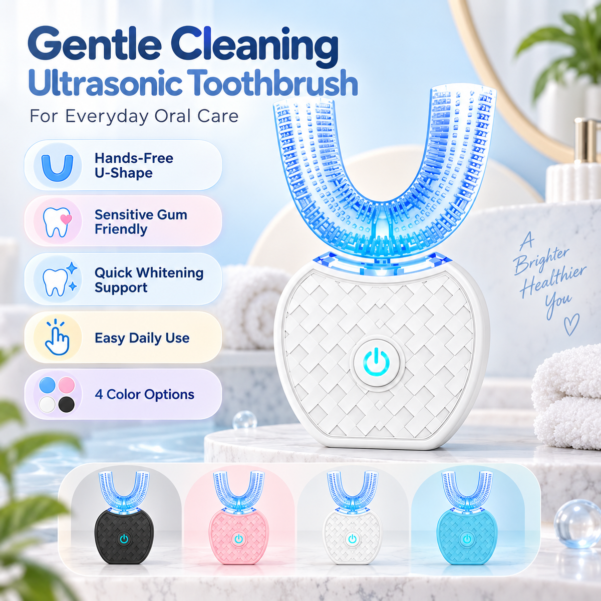 Cepillo de dientes ultrasónico de limpieza suave para un blanqueamiento dental rápido