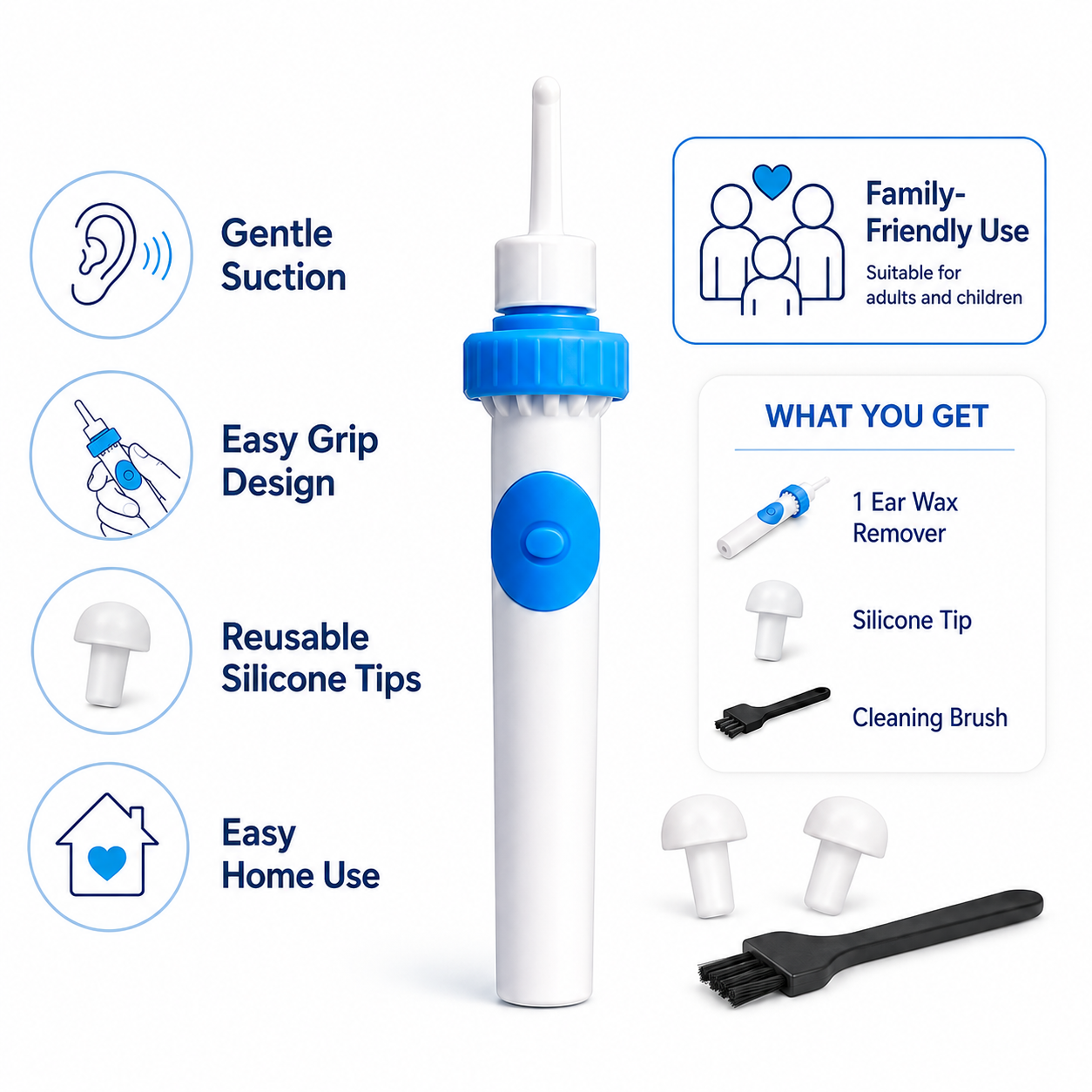 Sanfter Ohrenschmalzentferner, ergonomischer Reiniger mit bequemem Griff