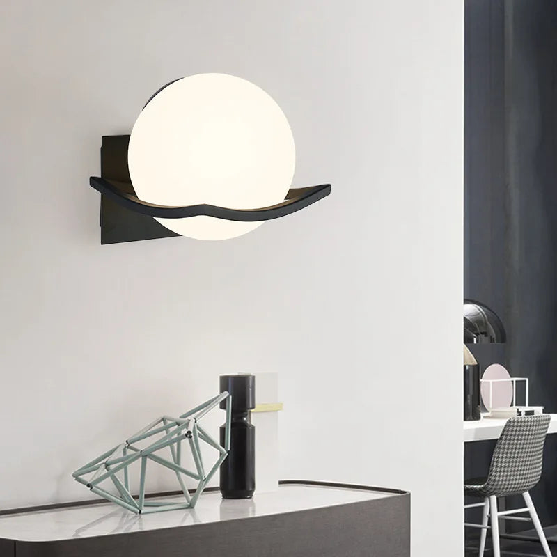 Makar Wall Light | Modern European Glass Globe Sconce
