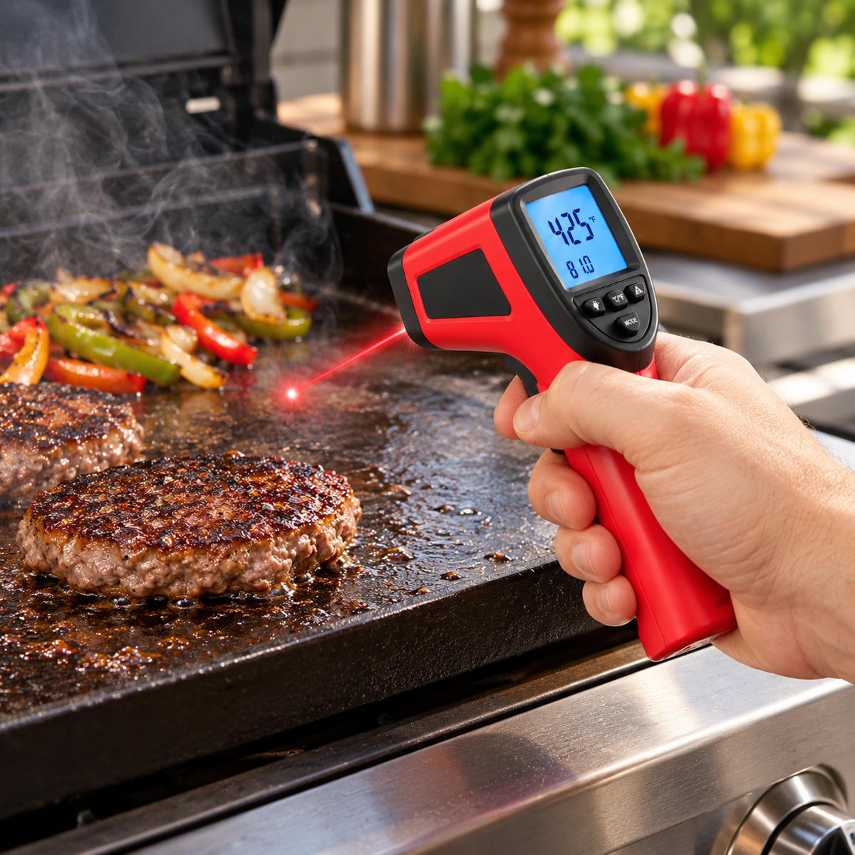 Infrarot-Oberflächenthermometer zum Grillen und Kochen mit Laser