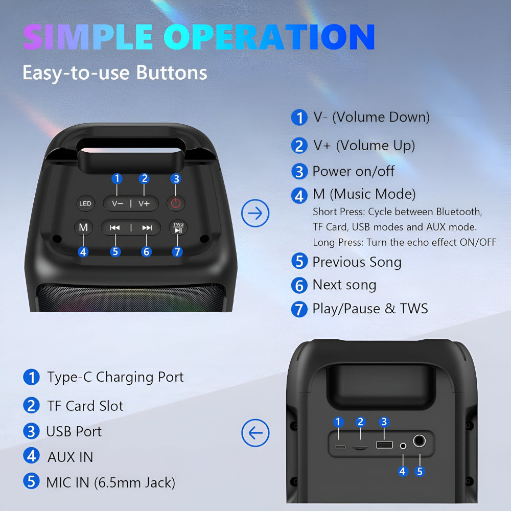 Karaoke Machine Wireless Portable Speaker Microphones