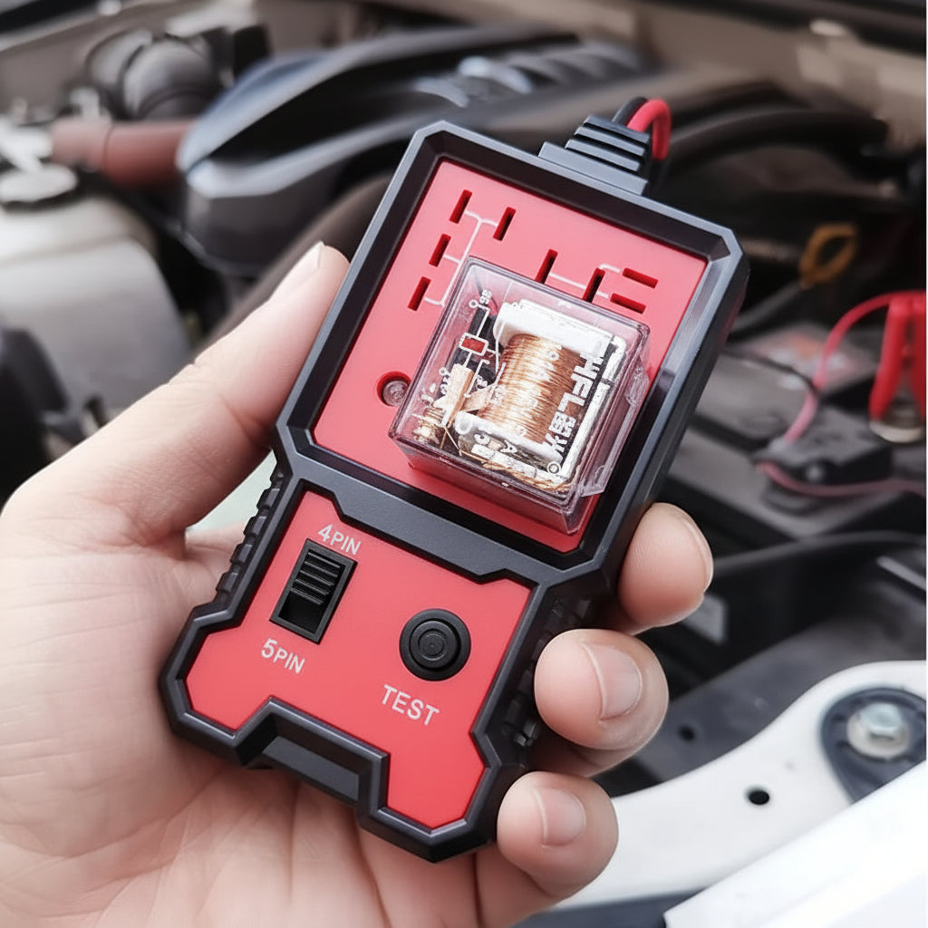 Tester per batteria auto 12V Strumento di prova tensione con relè a LED