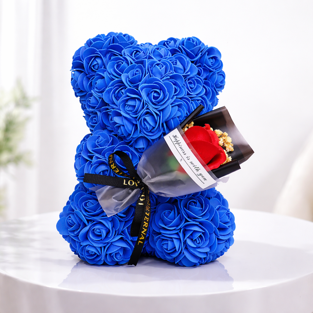 Tischdekoration Rosenbär Künstliche Blume Geschenk Valentinstag Präsentation
