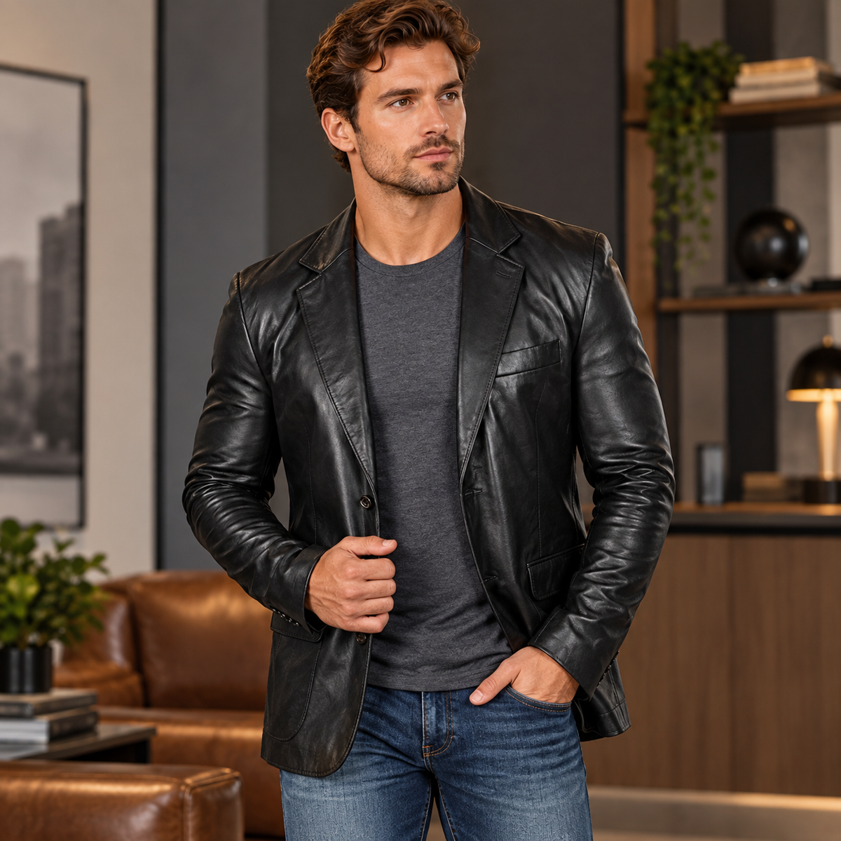 Vielseitiger Blazer im modernen Schnitt für Herren | Lammlederblazer