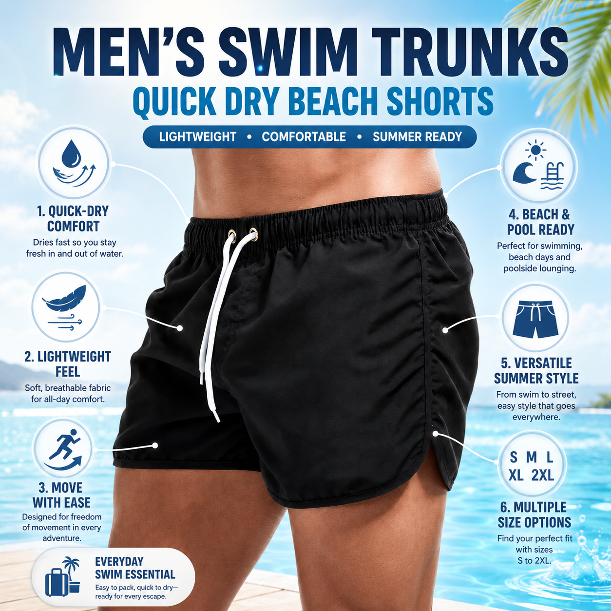 Bañador para hombre, pantalones cortos de secado rápido | Shorts de playa
