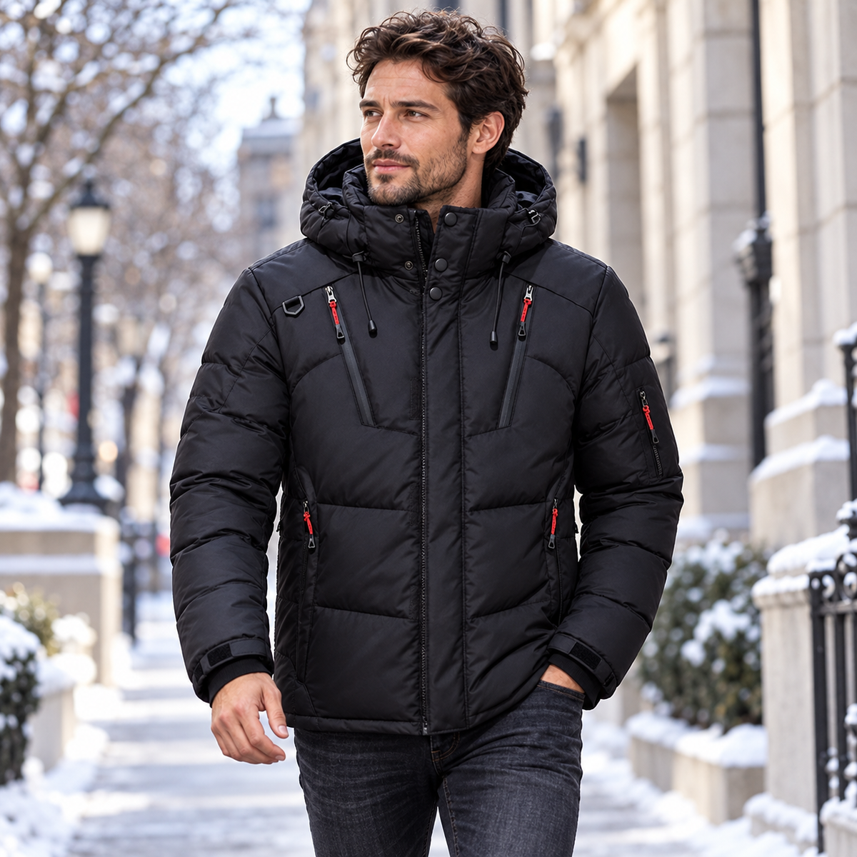 Warme, wattierte Winter-Pufferjacke für Herren | Outdoorbekleidung