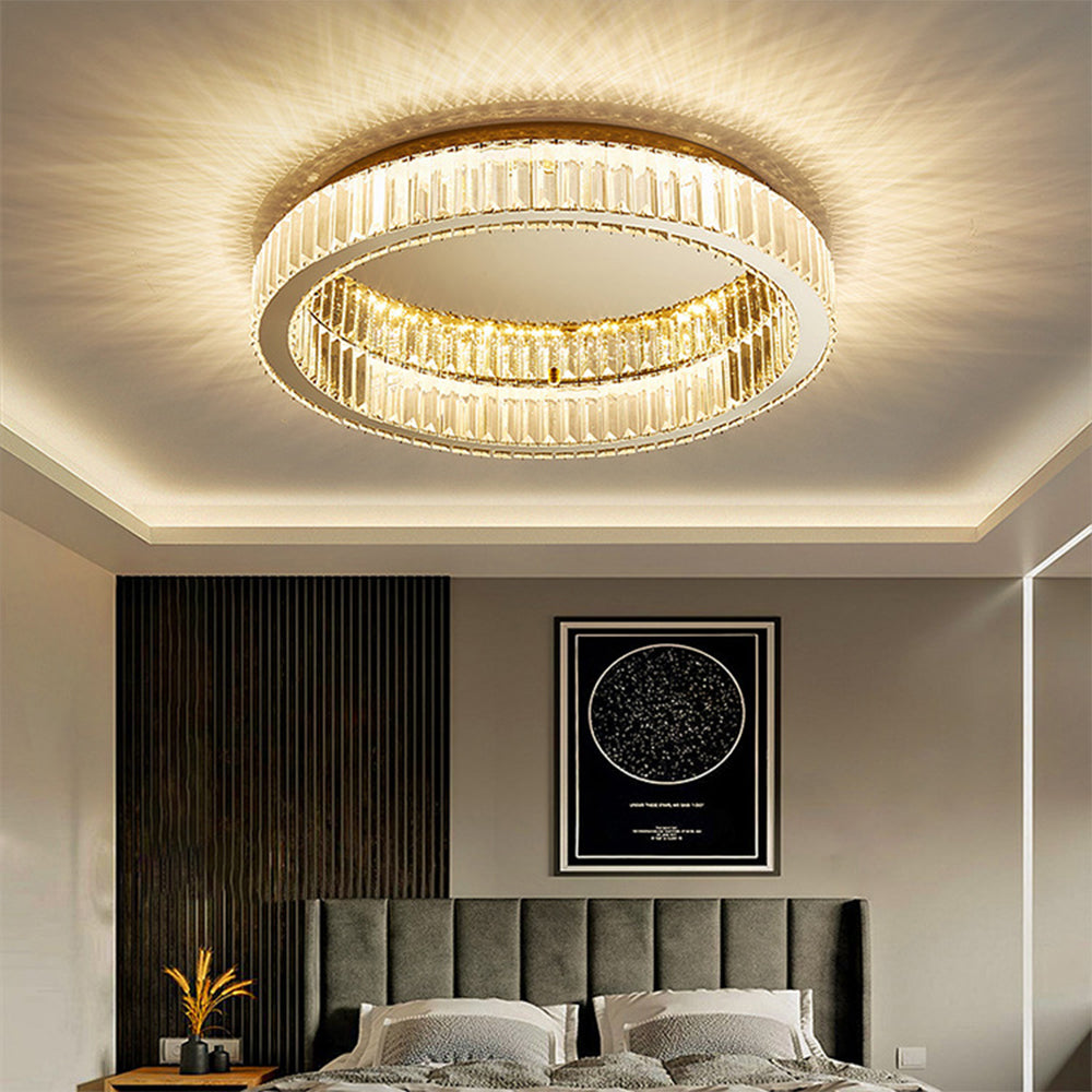 Round Crystal Ceiling Light | Luxurious Gold Finish