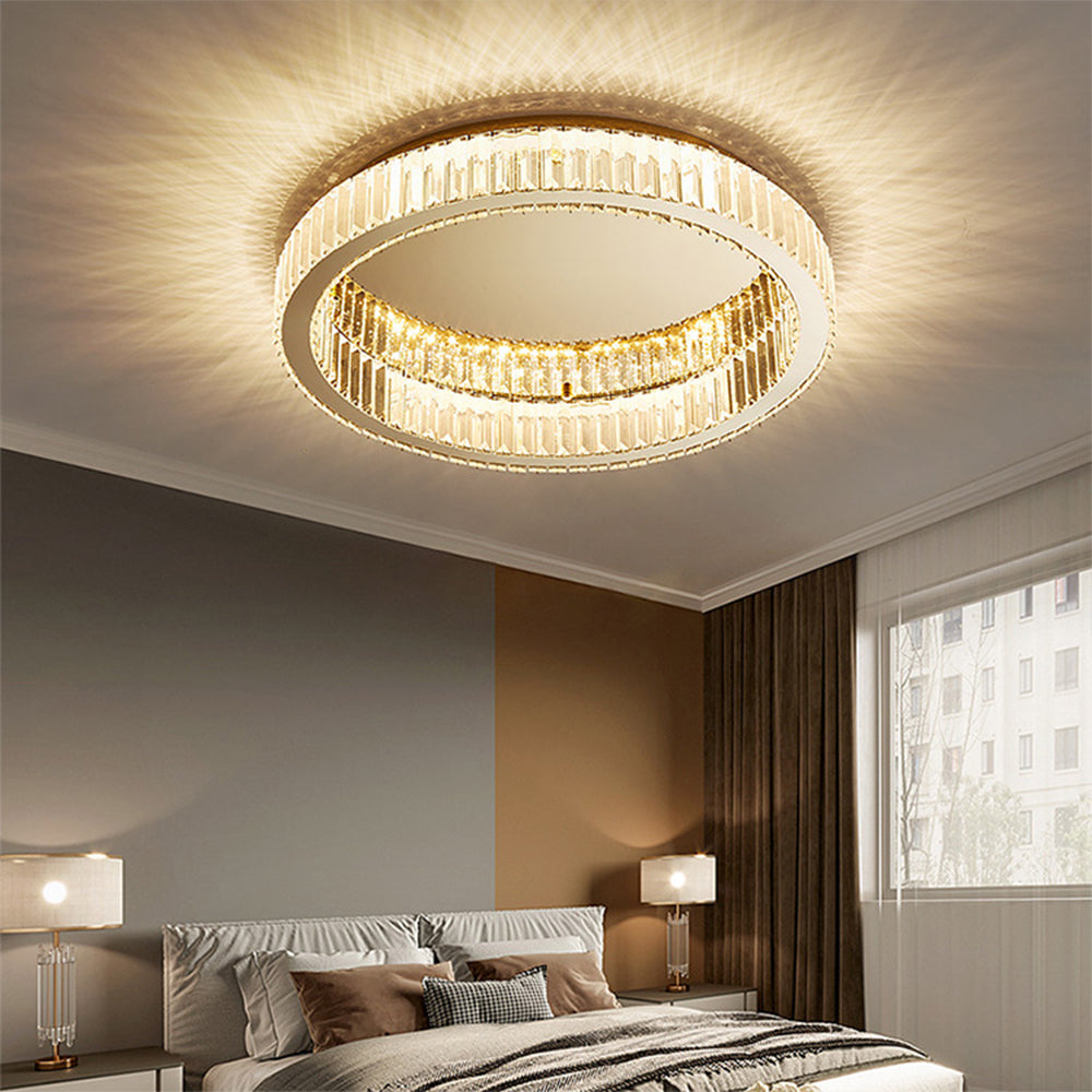 Round Crystal Ceiling Light | Luxurious Gold Finish