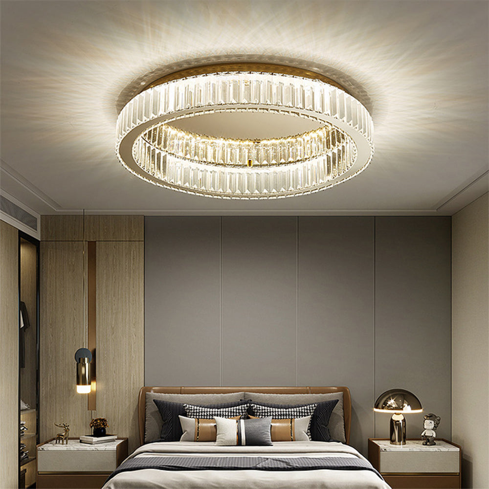 Round Crystal Ceiling Light | Luxurious Gold Finish