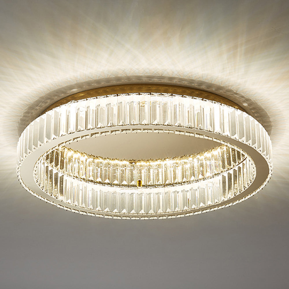 Round Crystal Ceiling Light | Luxurious Gold Finish