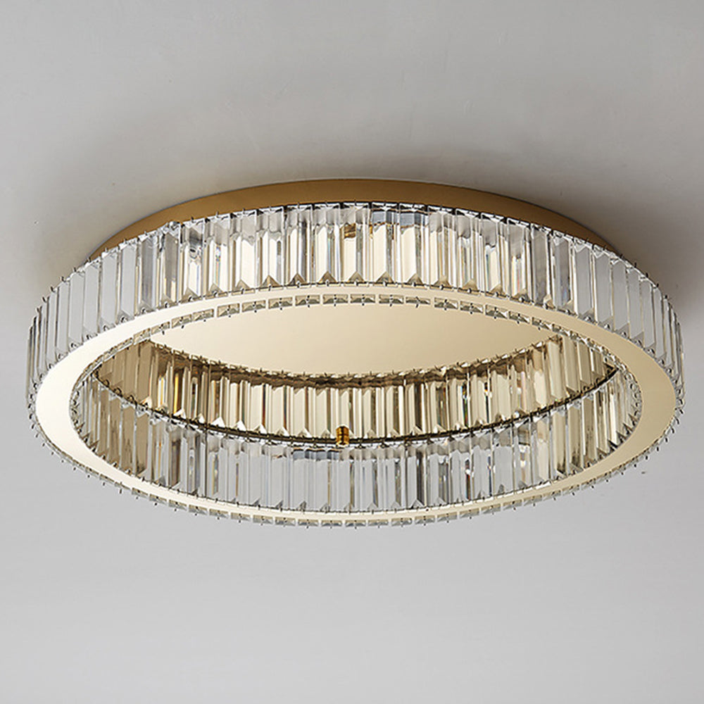Round Crystal Ceiling Light | Luxurious Gold Finish