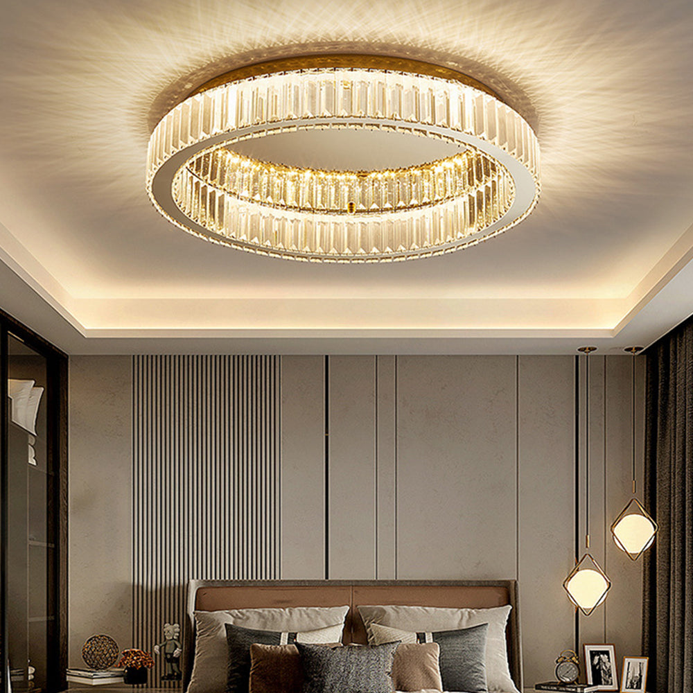 Round Crystal Ceiling Light | Luxurious Gold Finish