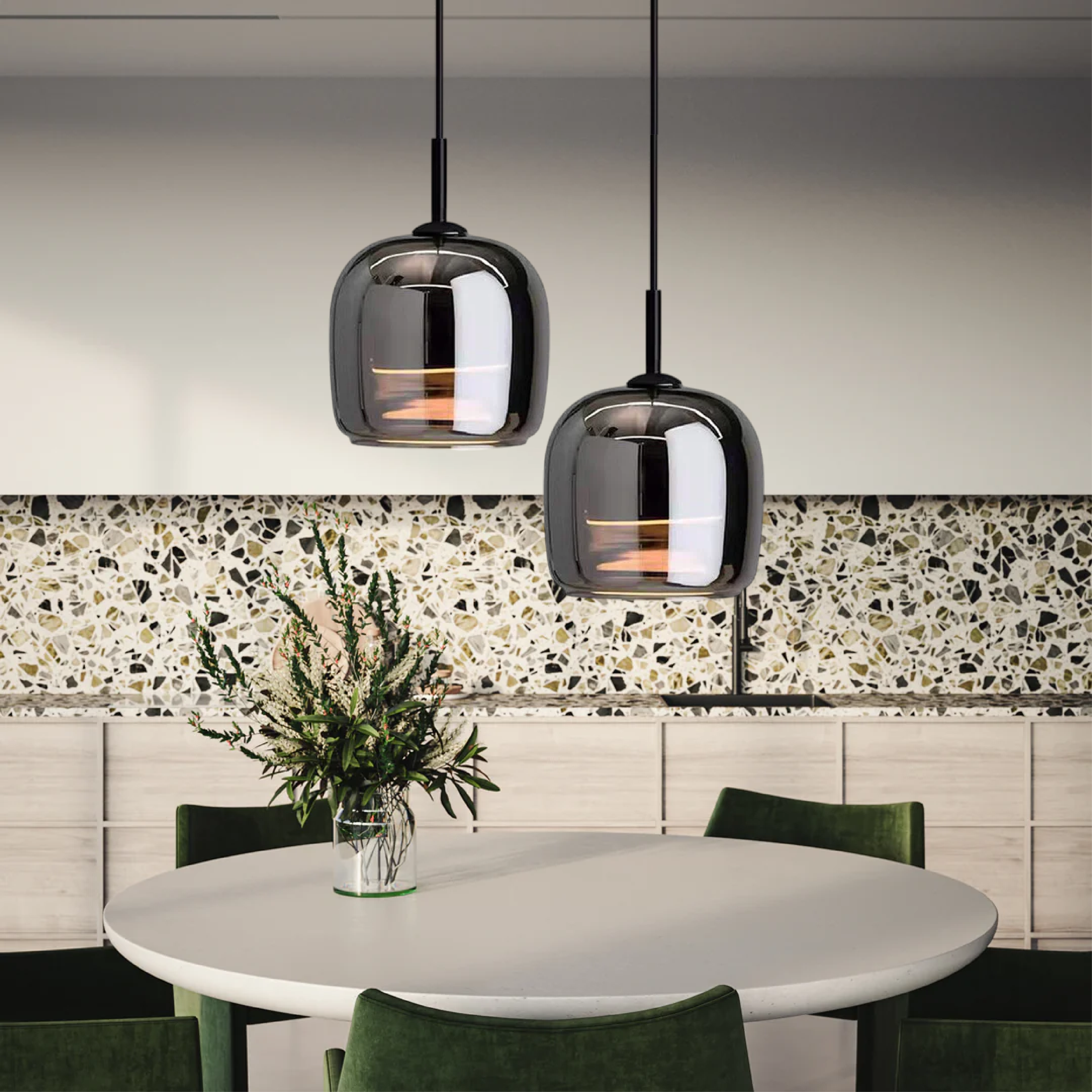 Nordic Black Glass Pendant Light | Modern LED Hanging Lamp